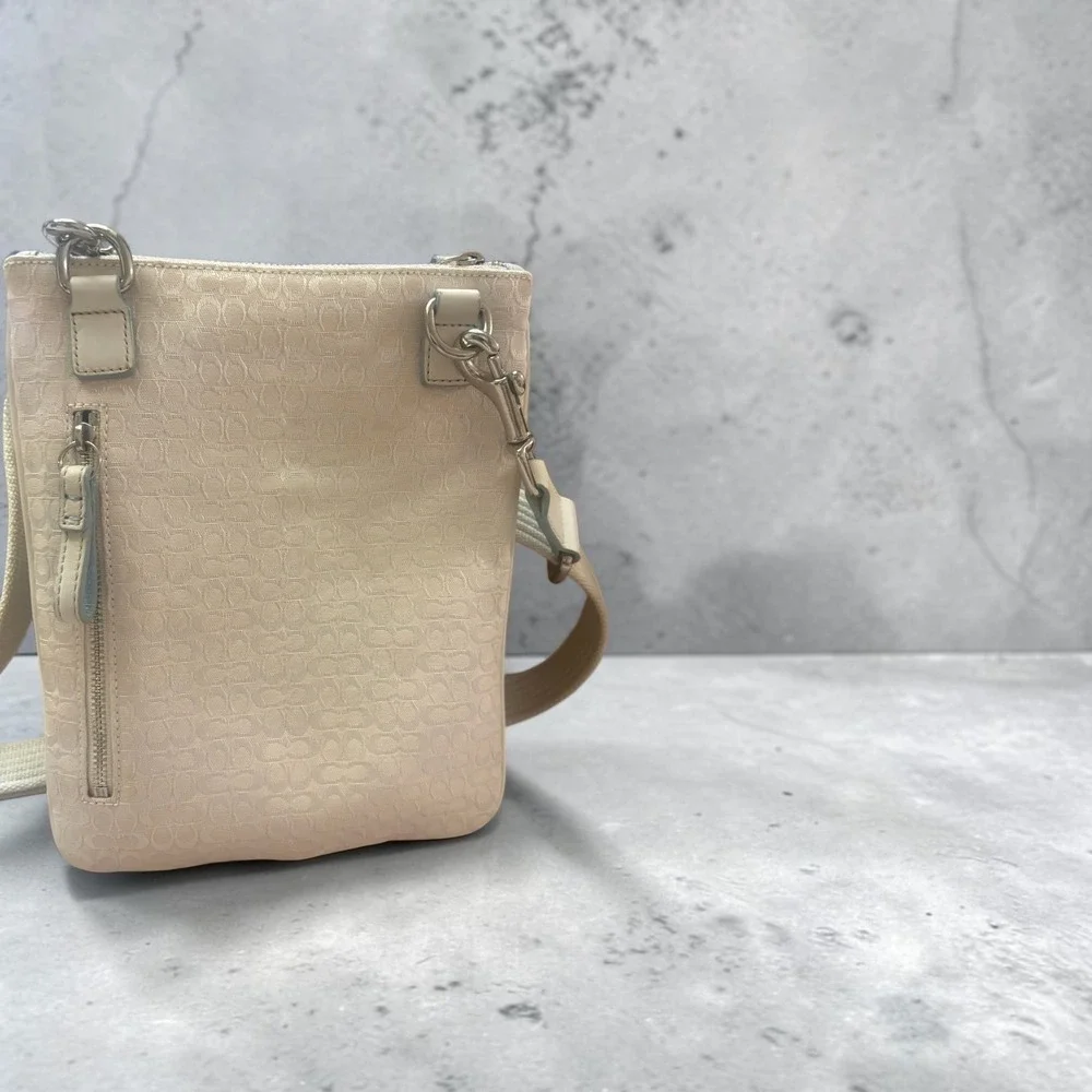 Coach Crossbody Bag Womens Signature Jacquard Cream Canvas Floral Bee F10872 Y2K